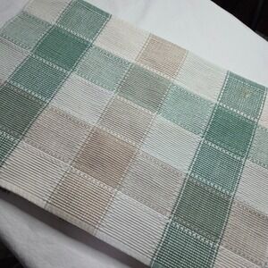 Pier 1 imports Woven Placements set of 8 Green Beige‎ Plaid Farmhouse Decor